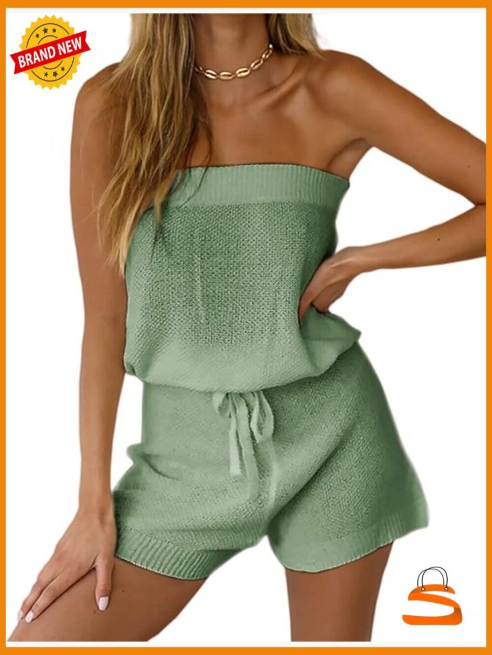 Sleeveless Off Shoulder Jumpsuit Romper Loungewear Two Piece Set Size Small